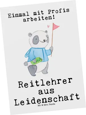 Produktbild von Mr. & Mrs. Panda Postkarte Reitlehrer Leidenschaft - Weiß - Geschenk, Ansichtskarten, Fotokarte, Grußkarte, bildkarte, Postkarten