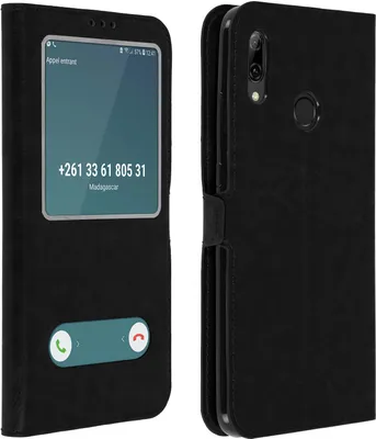 Obrázok produktu pre Avizar, Huawei P Smart 2019 flipový kryt s dvojitým oknom a funkciou stojana, čierny