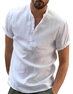 Immagine prodotto di Camicia a maniche corte da uomo - Leggera e traspirante - Bianca