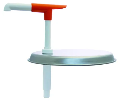 Image de Couvercle avec pompe, blanc et orange, pour seaux de 10 à 12 kg, diamètre 280 mm