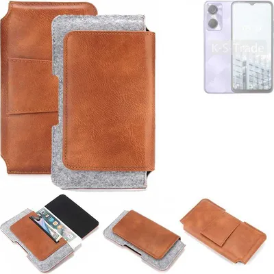 Produktbild von K-S-Trade Handyhülle Schutzhülle kompatibel mit Tecno Pop 6 Gürteltasche Holster Gürtel Tasche Smartphone Tasche Handy Hülle Polyurethan+ Filz, braun