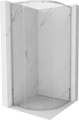 Image de Mexen Exo cabine de douche demi-ronde coulissante 80 x 80 cm, transparent, chromé - 8131-080-080-01-00