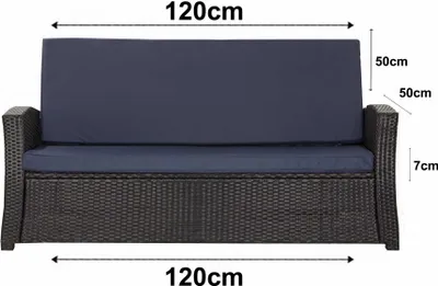 Obrázek produktu pro Podsedáky na zahradní lavičku 120x50x50 Sedák s opěradlem, polštář na zahradní nábytek polštář na zahradní houpačku Tmavě modrá venkovní polštář-Slim