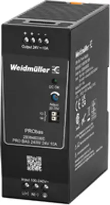 Productafbeelding van Weidmüller PRO BAS 240W, 24V, 10A, 240 Watt, 230 Volt, 45 - 65 Hz, 10 Ampère, zwart, statusindicator