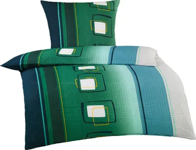 Produktbild von Bettwäsche Seersucker Doppelpack 2x ca. 135x200 cm + 2x ca. 80x80 cm 4 teilig samtweiche Microfaser mit Reißverschluss Design: Vera