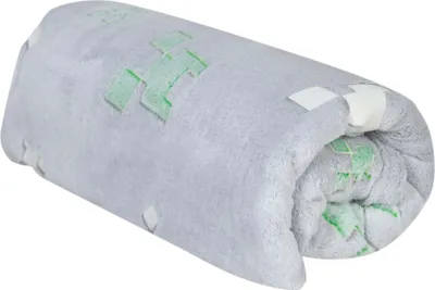 Produktbild von Kuscheldecke 'Minecraft' mit Glow-in-the-Dark-Funktion - Hellgrau \ Grün