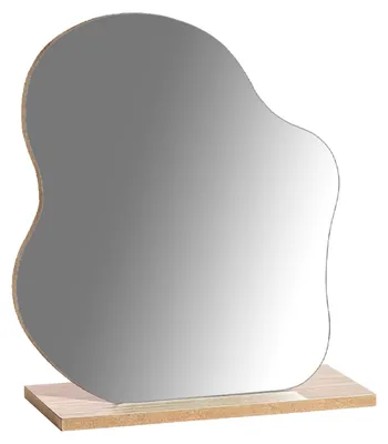 Acryl-Make-up-Spiegel, asymmetrisch, mit Holzsockel, 24 cm