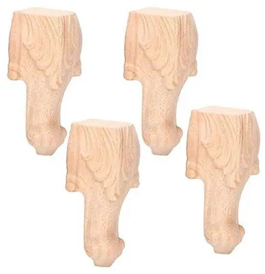 Zdjęcie produktu dla Drewniane nogi do stołu, styl europejski, zestaw 4 sztuki - odporne na warunki atmosferyczne - 15 x 6 cm - drewno - trwałe