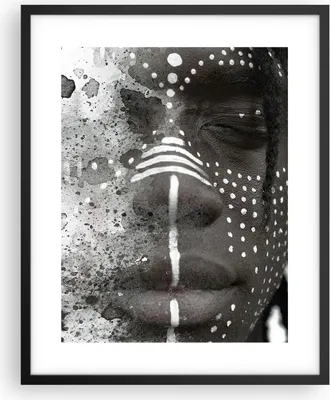 Produktbild von Gerahmtes Poster - Schwarzer Rahmen - Afrikanisch Autochthon Gesicht - 40x50 cm - Wand Bild - Wanddeko - Wandbilder - Kunstposter - Wandposter - Bilderrahmen - Bilder - Kunstdruck - P2BPA40x50-4788