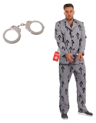 Produktbild von Fun Shack Graues Häftling Kostüm für Herren, Sträfling Verkleidung - XL