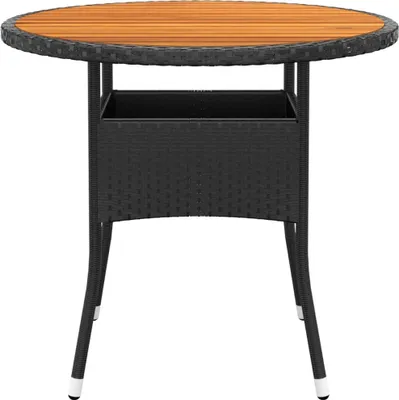 Immagine prodotto di Tavolo da giardino Ø80x75 cm in legno di acacia e poly rattan nero