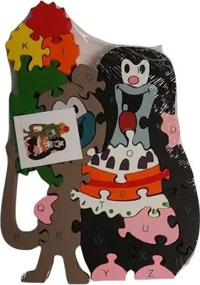 Obrázek produktu pro Dětské vzdělávací dřevěné puzzle - Krteček.