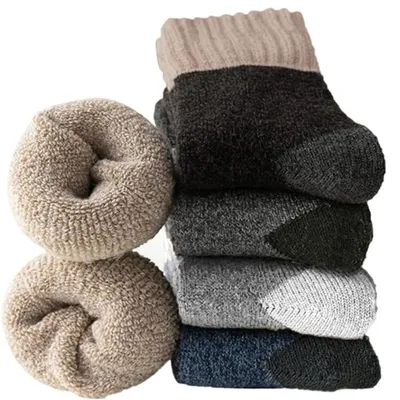 Produktbild von Thermosocken Thermosocken Herren, 5 Paar Dicke Frotteesohle Winter Warme Socken Anti Schweiß, Thermo Effekt, Atmungsaktives Baumwolle Socken