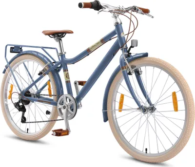 Produktbild von BIKESTAR Alu Kinderfahrrad ab 9 Jahre | 24 Zoll City Bike, 7 Gänge, V-Bremse | Blau