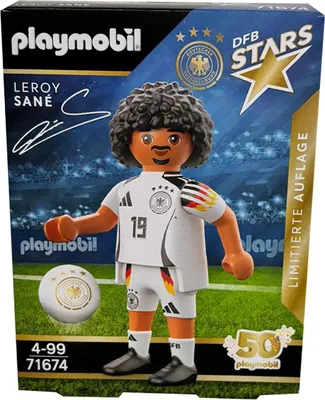 Zdjęcie produktu dla DFB Stars Leroy Sane, piłkarz, edycja limitowana, figurka z piłką, Niemiecki Związek Piłki Nożnej, PLAYMOBIL 71674
