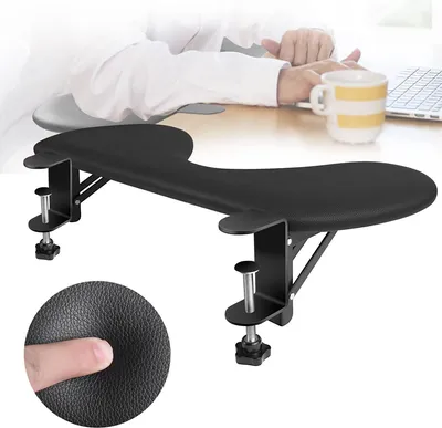 Produktbild von Ergonomische Armauflage für Schreibtisch, klappbare Tastaturablage, Unterarmstütze mit Polsterung, ideal für Büro, Lernen & Gaming