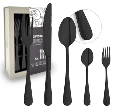 Immagine prodotto di Elzusha - Set di 30 pezzi di posateria con design strutturato