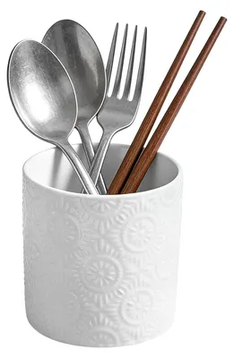 Immagine prodotto di Porta posate in Vetroceramica bianca, 10 cm, organizer per utensili da cucina