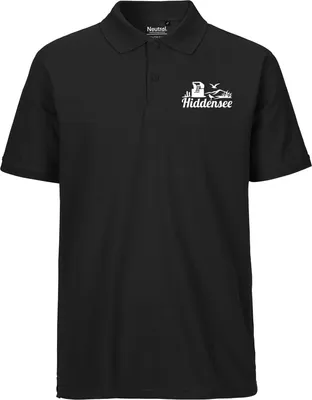 Produktbild von Huuraa Herren Polo Shirt Hiddensee Strandmotiv S Black Bio Baumwolle Fairtrade Poloshirt Geschenkidee