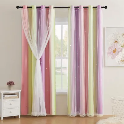 Zdjęcie produktu dla Zasłony zaciemniające z motywem gwiazd, zestaw 2 sztuk, 132 x 244 cm