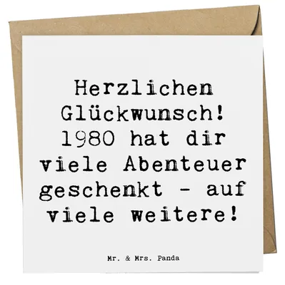 Produktbild von Mr. & Mrs. Panda Deluxe Karte Spruch 1980 Geburtstag Abenteuer - Weiß - Geschenk, Alter, faltkarte, besondere Momente, Geburtstagsgeschenk, Klappkarte, Geburtstagsfreude