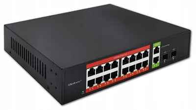 Zdjęcie produktu dla Qoltec SWITCH Fast Ethernet PoE 16xRJ45 10/100Mb/s, 2xRJ45 Uplink 1000Mb/s, 1xSFP 1000Mb/s