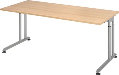 Produktbild von bümö Schreibtisch Serie-Z - Gestell: Silber, Größe:  180 x 80 cm, Nachbildung: Eiche