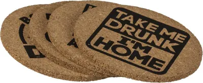 Produktbild von 4 Glasuntersetzer Kork Bierdeckel Sprüche Untersetzer Kork Set Rund »Slogans«