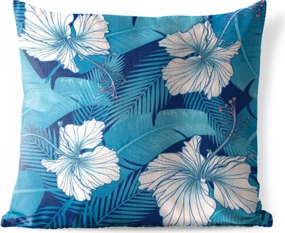 Produktbild von MuchoWow® Outdoor Kissen - Tropisch - Blumen - Blau - 40x40 cm - Wetterfest - Lounge Kissen - Kopfkissen - Interieur - Polster mit Bild
