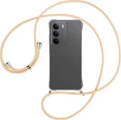 Produktbild von Handykette Backcover-Schutzhülle mit Band (Metall silberfarben) für Realme C75 4G - Goldkordel