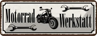 Produktbild von vianmo Blechschild 10x27 cm Motorrad Werkstatt Auto Garage