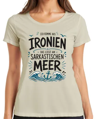 Immagine prodotto di Vengo da "Ironia, sarcasmo, mare, ancora", una t-shirt da donna, taglia M