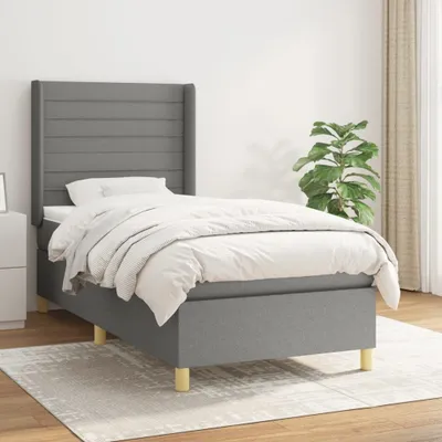 Produktbild von Boxspringbett mit Matratze Dunkelgrau 80x200 cm Stoff