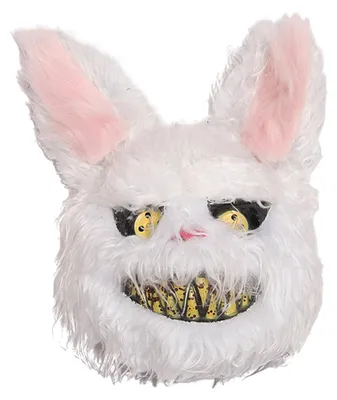 Gruseliges Hasenmasker für Halloween, weiß, 23,5x26 cm, 1 Stück