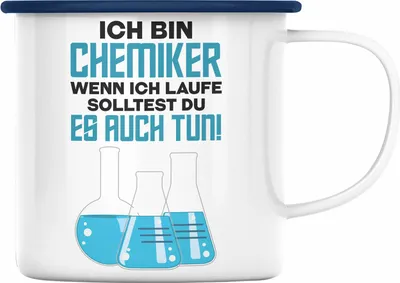 Produktbild von Trendation - Chemiker Geschenke Emaille Tassen Emaille Tasse Chemielaborant Chemie Geschenk Chemielabor Gadget (Blau)