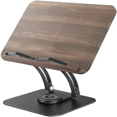 Produktbild von PromoHome® Verstellbarer Buchständer, 360° drehbar, klappbar, für Bücher und Tablets, Schwarz