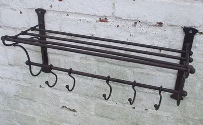 Produktbild von Stabile Wandgarderobe Ablage Garderobenregal mit 5 Haken, Eisen