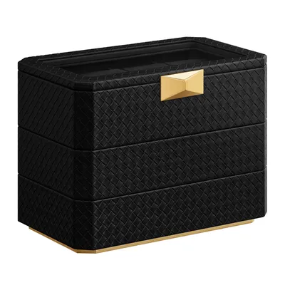 Image de SONGMICS HOME Boîte à montres à 3 niveaux, 8 compartiments pour montres, empilable, enPolyuréthaneaspect tressé
