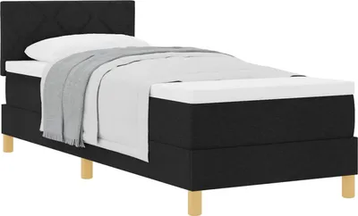 Zdjęcie produktu dla Łóżko kontynentalne vidaXL z poduszkami i zagłówkiem, czarne, 80 x 200 cm, materiałowe