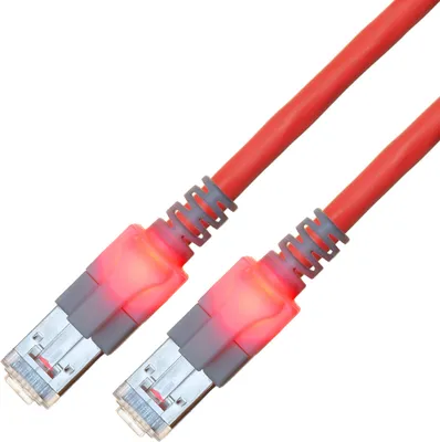 Produktbild von EasyLan DualBoot LED Patchkabel RJ45 S/FTP Cat.6 (Class E), mit saCon Stecker, LSOH, rot, 25 m