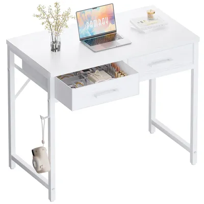 Imagen del producto de Mesa de ordenador moderna, de 80 cm, con 2 cajones, ideal para espacios pequeños