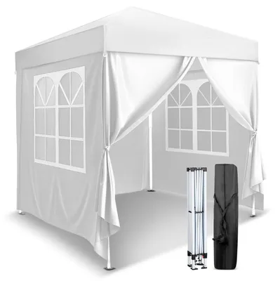 Immagine prodotto di Gazebo da esterno 2x2 metri, con altezza regolabile, impermeabile, grigio, completo di 4 pannelli laterali