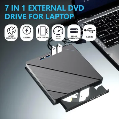 Image de Lecteur CD/DVD externe - Graveur de DVD - USB 3.0 - Tiroir - CD/DVD-RW - Pour PC et ordinateur portable