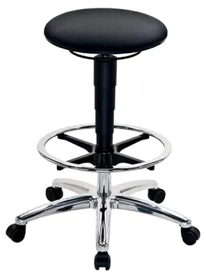 Produktbild von Drehhocker mit Sitz-Stop, Rollen und Fußring, Supertec-Gewebe, Sitzhöhe 510-780 mm