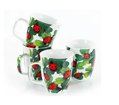 Produktbild von Tassen-Set - Marienkäfer, 4 Stück, 400 ml, Porzellan Kaffeebecher
