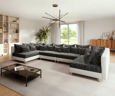 Produktbild von DELIFE Wohnlandschaft Clovis XL Weiss Schwarz modular
