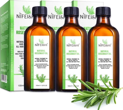 Produktbild von Rosmarinöl naturreines Ätherisches Öl Haarpflege Hautpflege Augenbrauen Wimpern, 3x 100ml