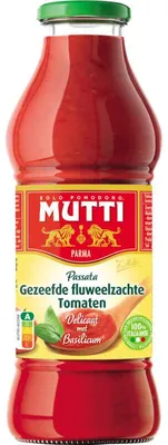 Produktbild von Mutti Passata Tomaten mit Basilikum 425g – Feine Tomatensauce für Pasta & Pizza