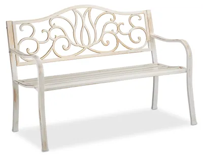 Zdjęcie produktu dla Ławka ogrodowa Relaxdays w stylu antycznym dla 2 osób, na balkon lub taras, metalowa ławka o wymiarach 90 x 127,5 x 63 cm, stal, odlew, kolor biało-brązowy