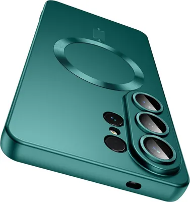 Immagine prodotto di Custodia magnetica per Samsung Galaxy S26 Ultra Custodia in silicone opaco con protezione per l'obiettivo della fotocamera, compatibile con MagSafe Verde